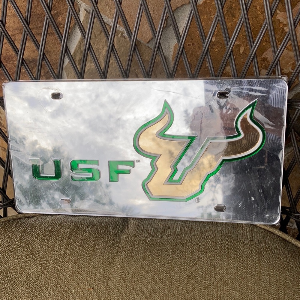 USF Bulls laser tag mirrored license plate